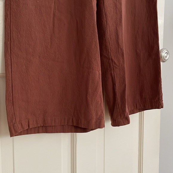 LNX Burnt Orange Terracotta Linen Cotton Blend Pull On Elastic Waist Pants - Picture 5 of 7